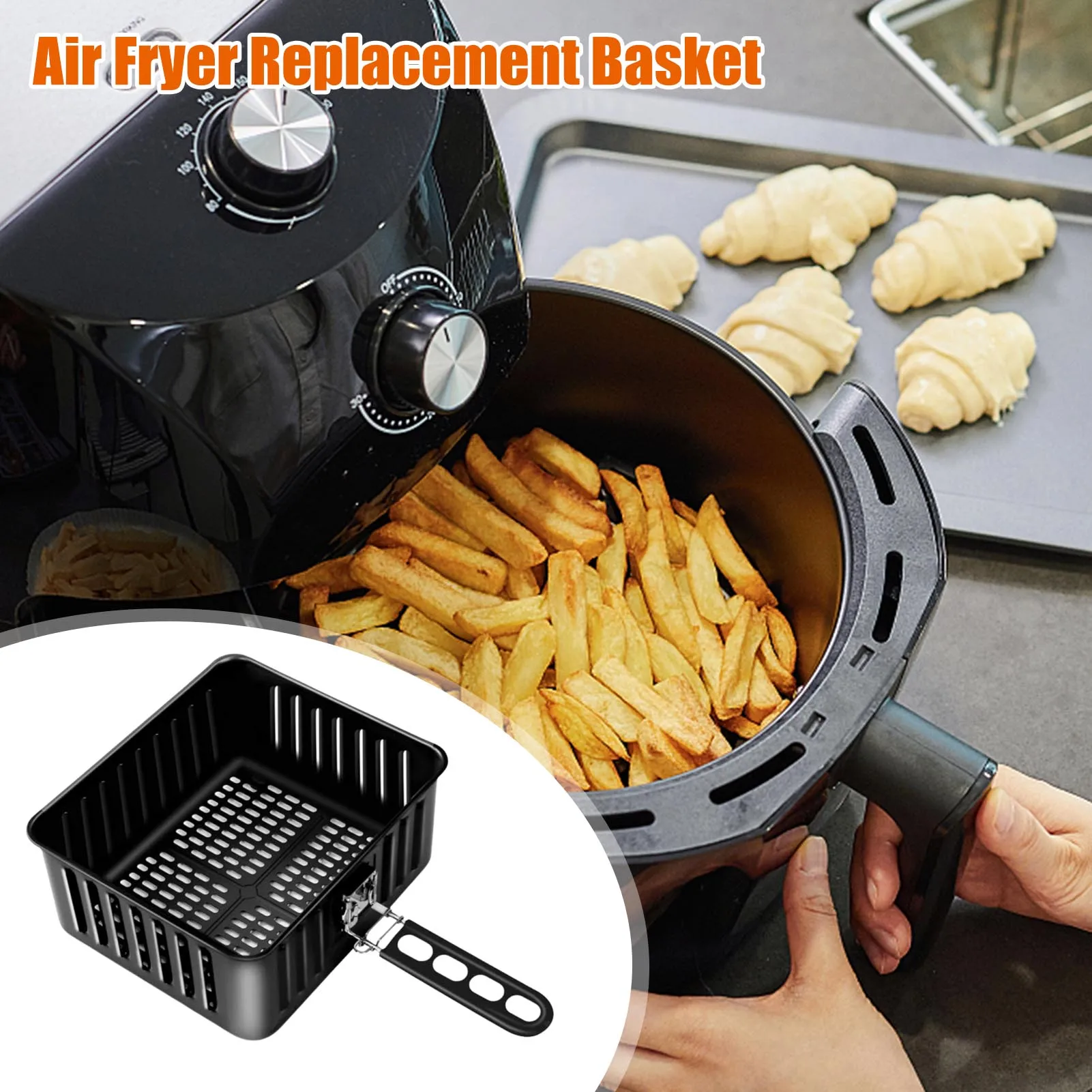 

Crisper Basket For Air Fryer Iron Mesh Basket For Air Fryer Anti-scalding Air Fry Cooking Metal Mesh Basket Great For Baking