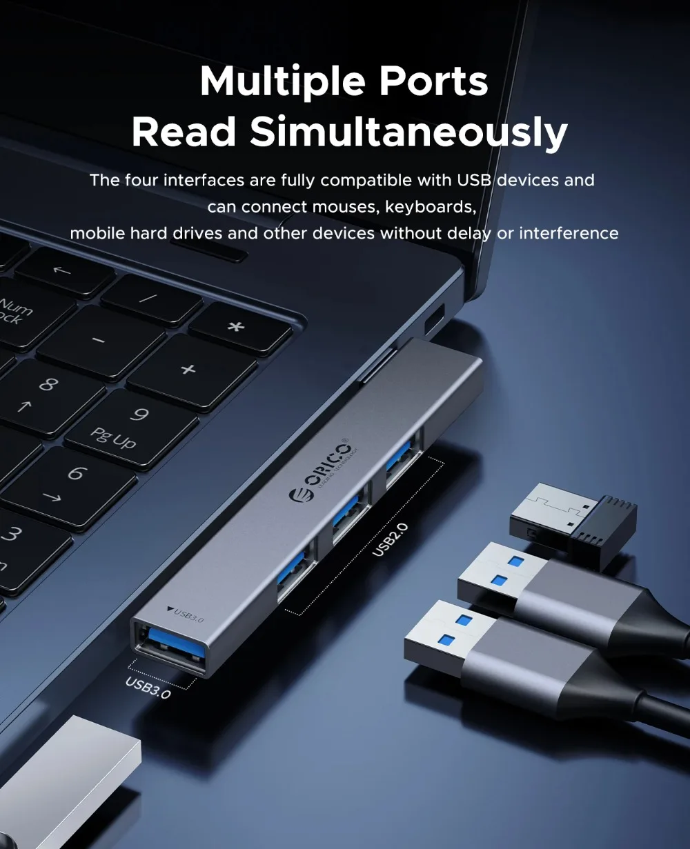 USB-Концентратор ORICO алюминиевый с поддержкой USB 3 0 и OTG