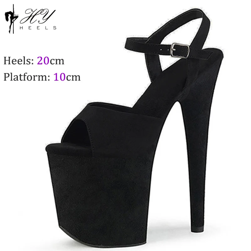 

Summer 20CM Sexy Super High Heel Pole Dance Shoes Nightclub Suede Platform Stripper Sandals Striptease Stiletto Women Heels