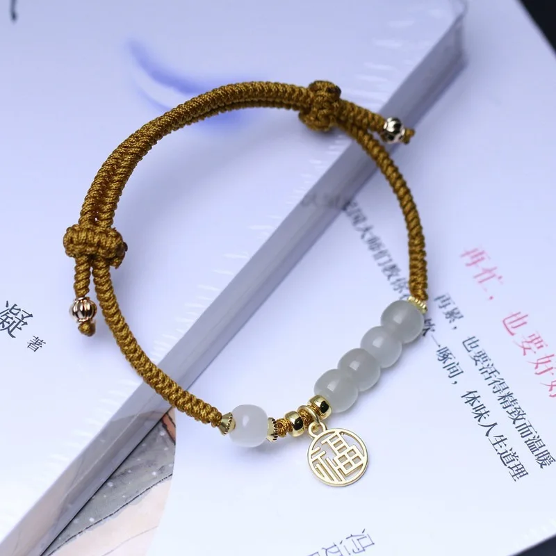 Натуральный бренд Hetian Yufu плетеный вручную веревочный старая бусина женский