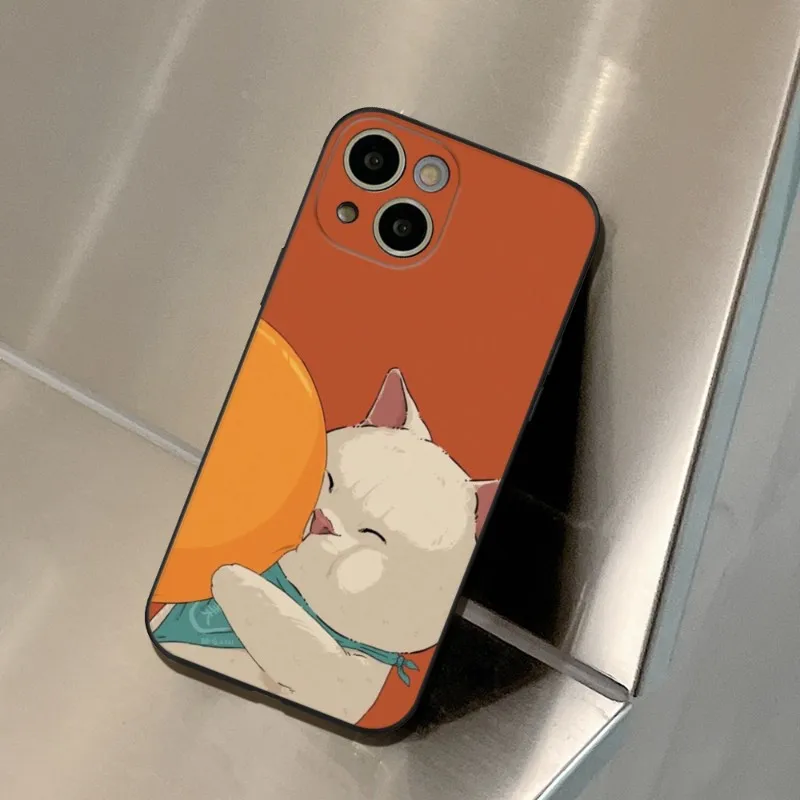 Cartoon cute cat Phone Case FOR IPhone 14 13 11 12 Pro 8 7 Plus X 13 Pro MAX XR XS MINI Black Covers