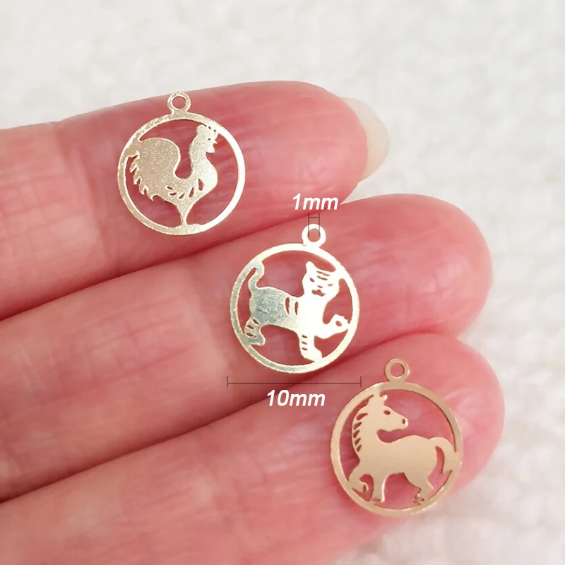 14 К позолоченный 10 мм китайский знак зодиака Шарм для браслета и ожерелья