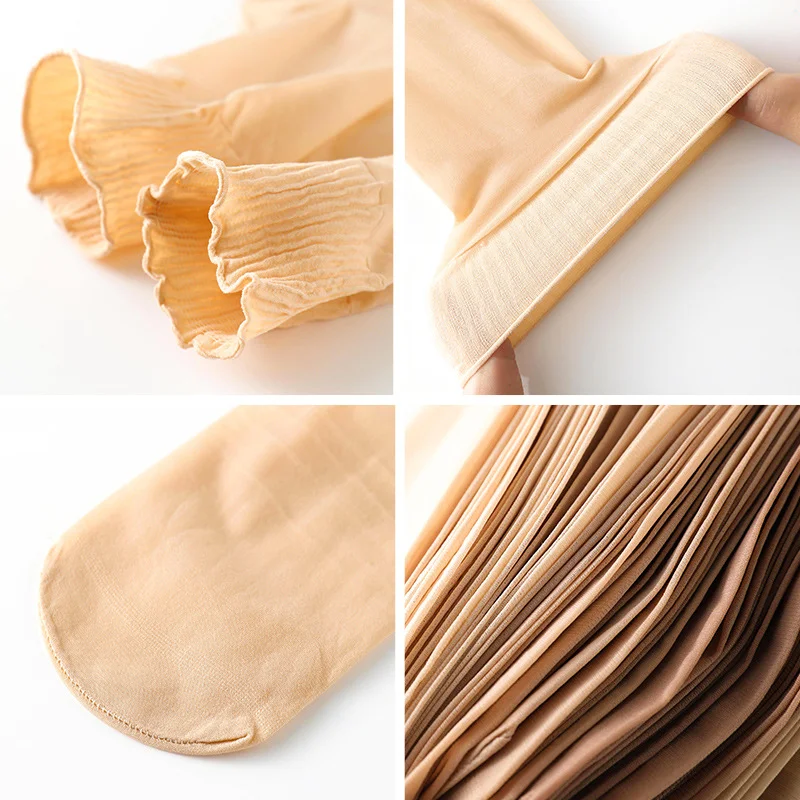 10pairs Ultra-thin Transparent Socks Women's Summer Anti-hook Silk Wide Mouth Breathable Socks Nylon Elastic Pleated Ankle Socks