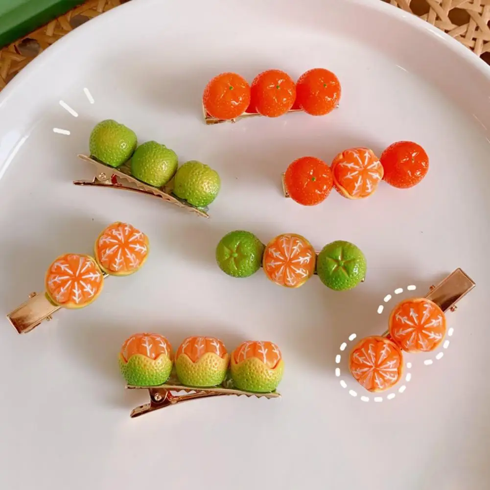 

Cute Useful Creative Orange Fruits Girl Hair Barrette Portable Kids Barrette Bright Color for Party
