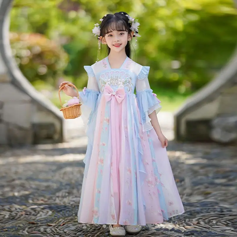 Винтажное китайское традиционное элегантное цветочное вышитое сказочное платье