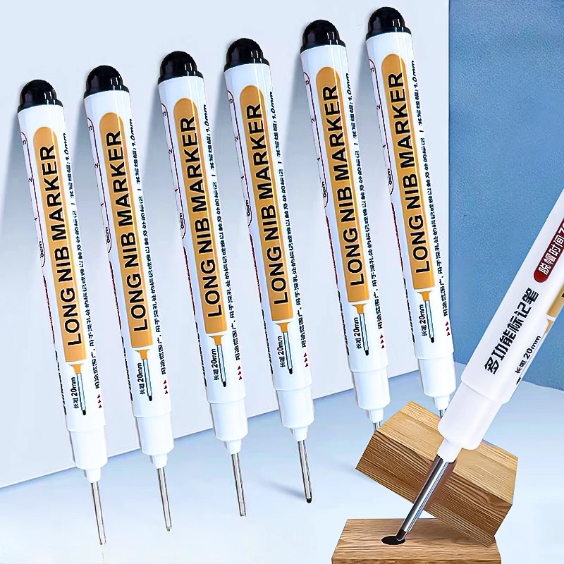 10pcs/box Black/Red/Blue/Green Woodworking Long Tip Marker Set 20mm Long Tip Multipurpose Paint Pen Oily Spotting Pen