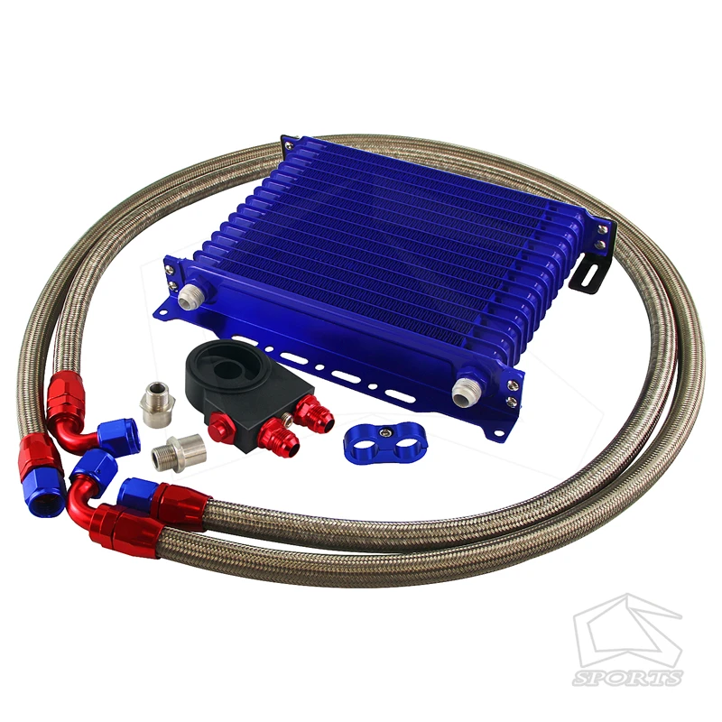 

Trust 15 Row Oil Cooler Kit 3/4X16 UNF Oil Filter Sandwich Plate Thermostat