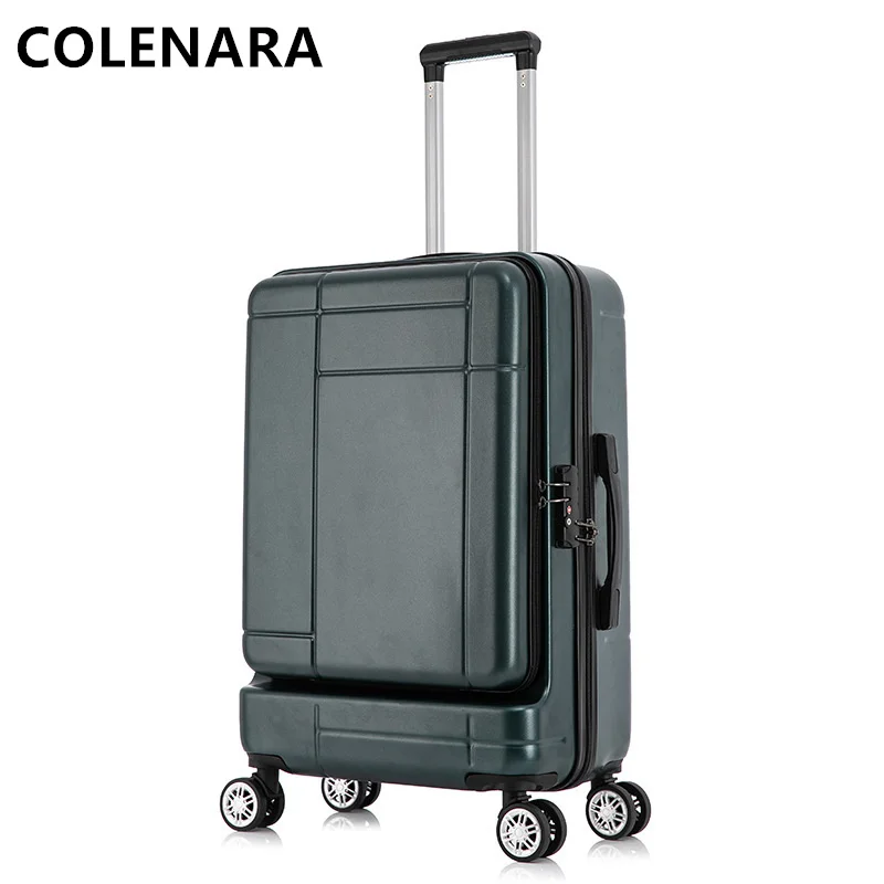 COLENARA High Quality Suitcase Ladies Business Trolley Case Front Open Lid Can Store Laptop Boarding Box Girls Rolling Luggage
