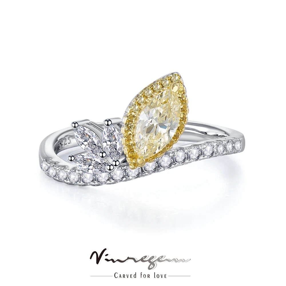 

Женское кольцо с драгоценным камнем Vinregem, ограненное желтым сапфиром из белого золота 4 х8 мм, ювелирное изделие из стерлингового серебра 925 ...