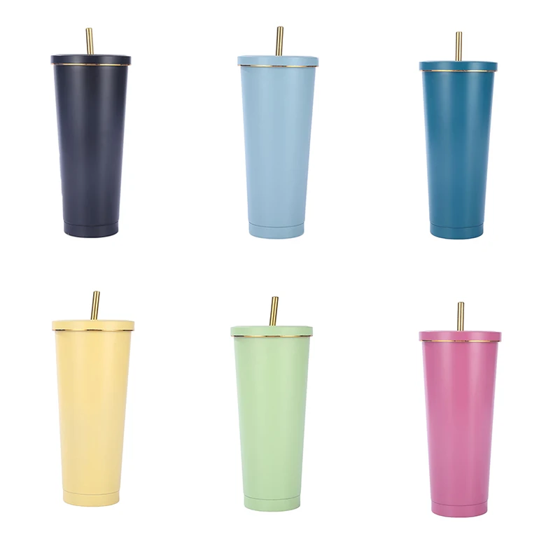 

Water Bottle with Straws Lid Reusable Personalized Drinkware Coffee Drinking Cup High-capacity Stainless Steel Cup Holiday Gifts