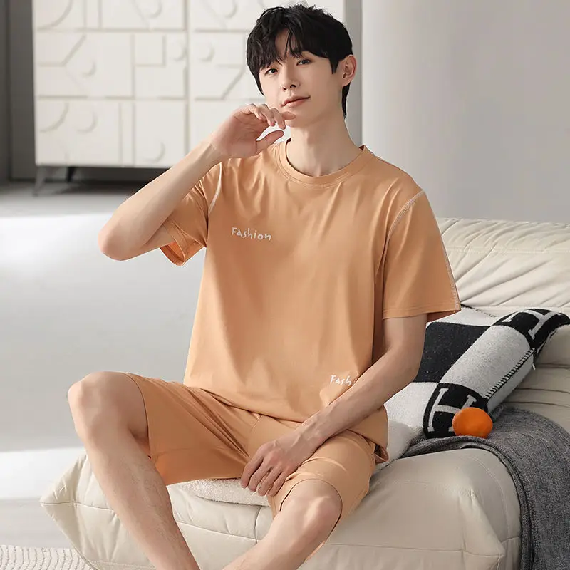 

Modal Summer Pajamas for Men Thin Section Loose Short Sleeve Shorts Can Be Worn Outside Sports Home Service Suit Men Sleepwear