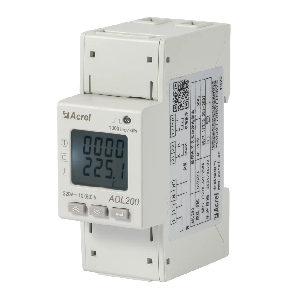 

AC 10(80)A Direct Connect LCD Display 45~65Hz 1 Phase 2 Wire Energy Meter Accuracy 1 Modbus-RTU RS485 with 4 Tariff Rates