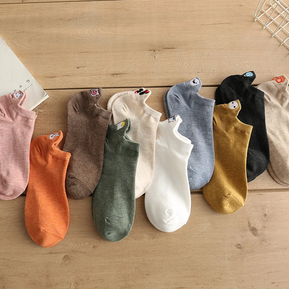 

New Colorful Fruit Invisible Short Woman Sweat Summer Comfortable Cotton Girl Women's Boat Socks Ankle Low Female Hosiery White