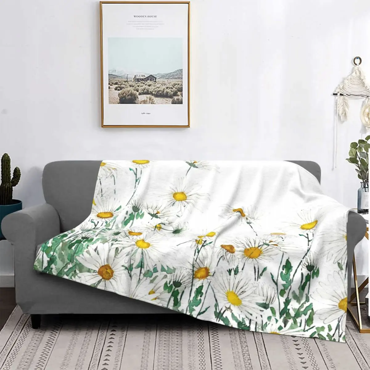 

White Margaret Daisy Horizontal Blanket Bedspread Bed Plaid Plaid Bedspread 150 Muslin Blanket Summer Bedspreads