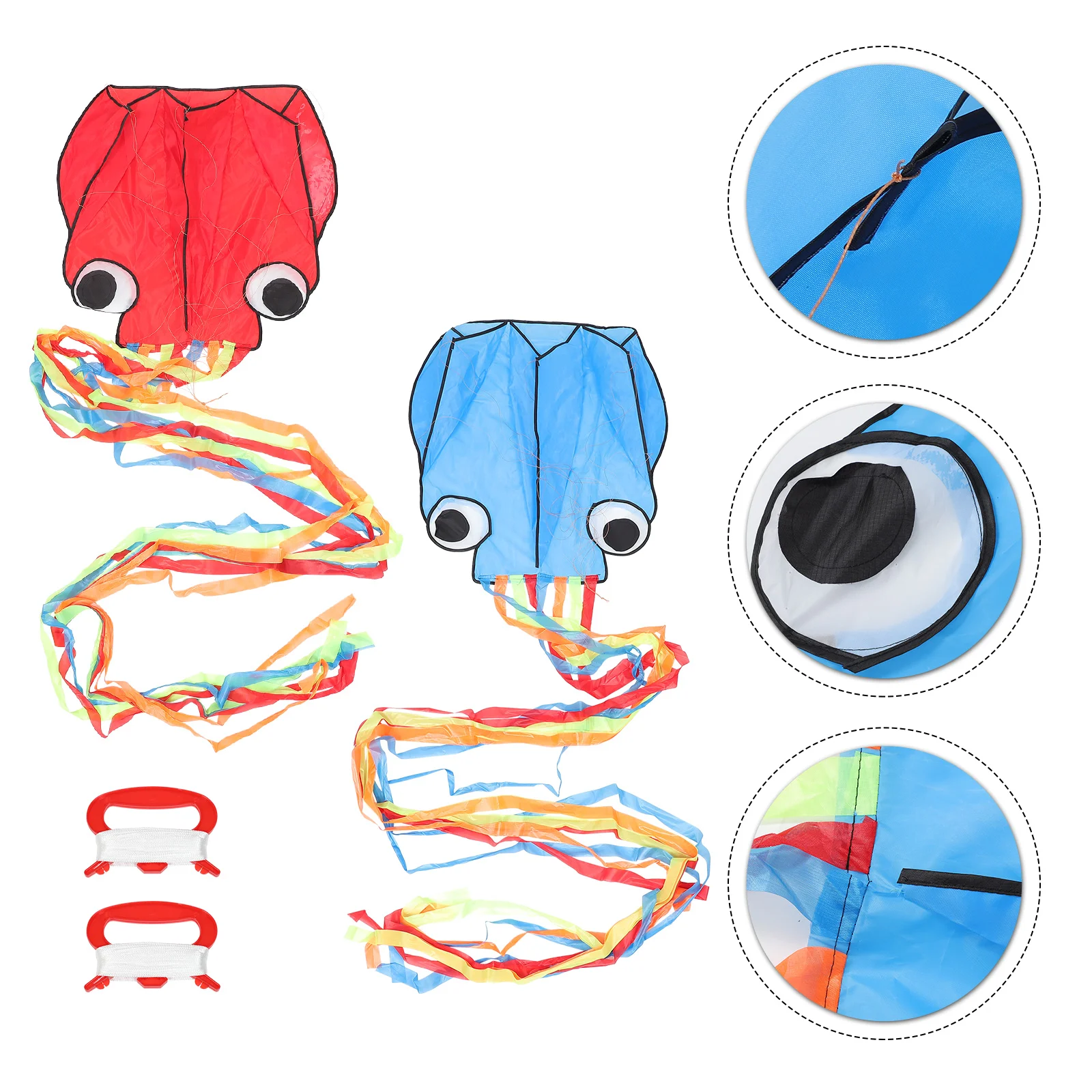 

2pcs Large Octopus Kites Long Tail Easy Flyer Kite Beach Kites for Children