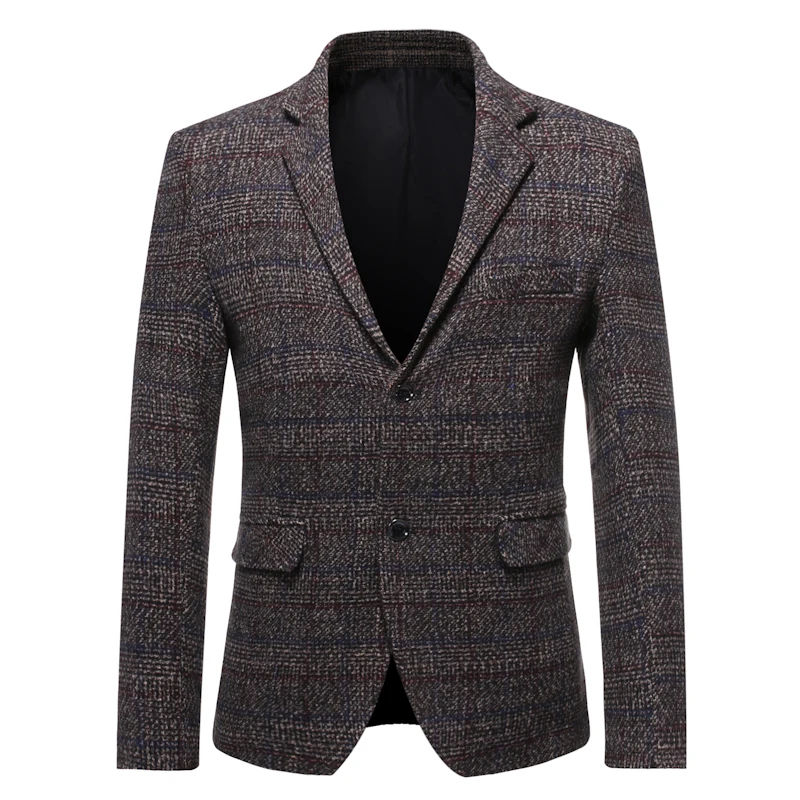 

2022 модная удобная повседневная одежда, мужской модный приталенный жакет в клетку из хлопка и полиэстера