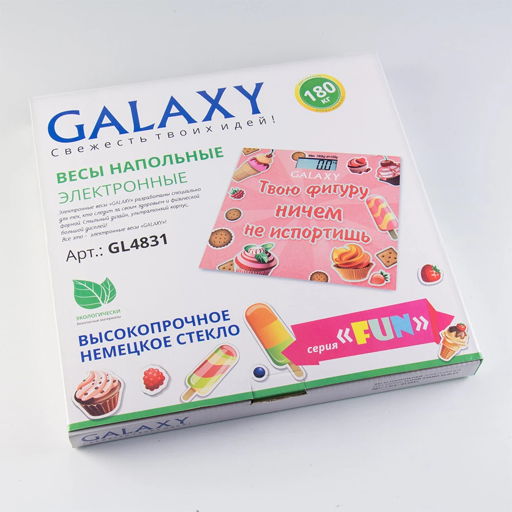 Весы напольные Galaxy GL 4831 (Предел 180 кг шаг измерений 100 г ЖК-дисплей стекло