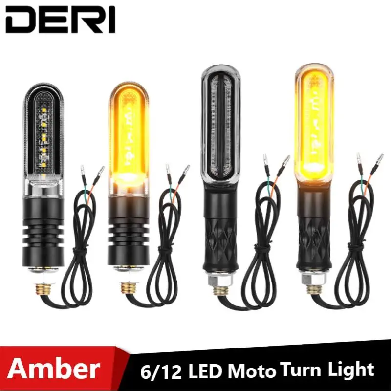 

6/12 LED Motorcycle Turn Signal Light 10mm Bolt For Honda Suzuki Yamaha Chopper Cruiser Dirt Bike Amber Side Direction Lamps