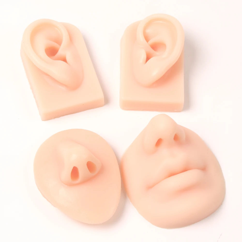 Silicone Ear Model Use For Tattoo Puncture Practice Teaching Nose Mouth Navel Tongue Display Jewelry Tool Body Piercing Model