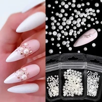 1bag nail pearls nail art accessories white half round flatback pearls for diy 3d decoration japanese style manicure bead