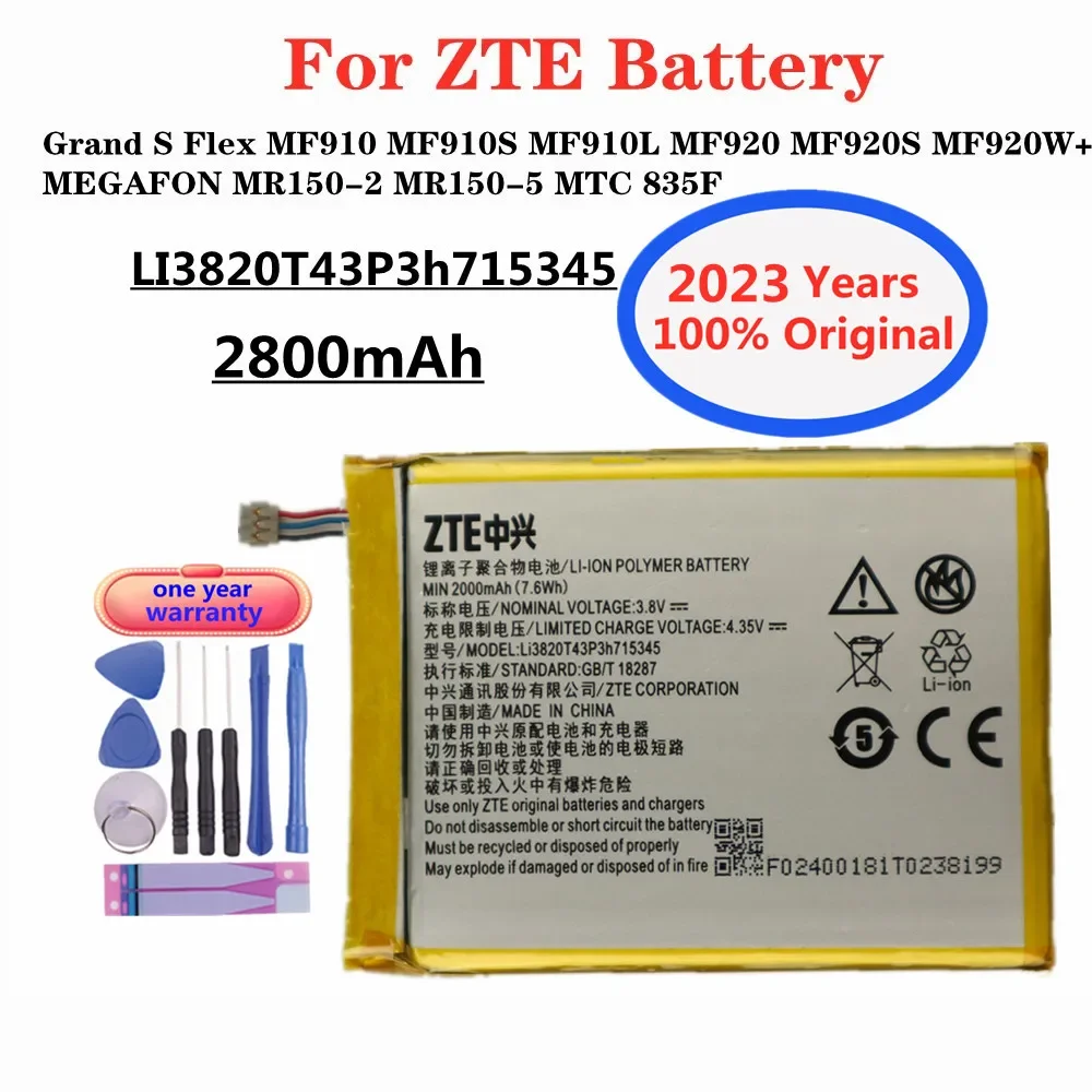 

2023 Years Original Battery LI3820T43P3h715345 2000mAh For ZTE Grand S Flex / For ZTE MF910 MF910S MF910L MF920 MF920S MF920W