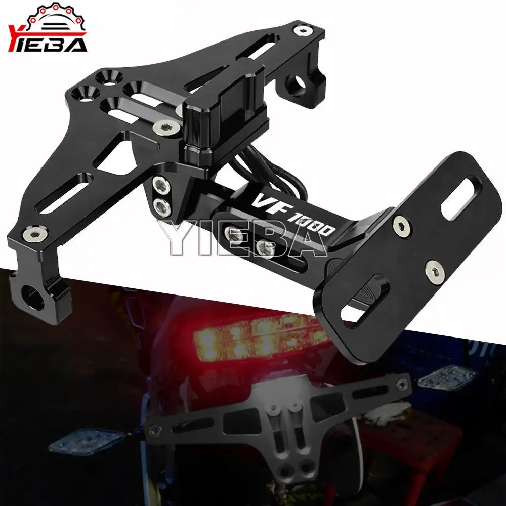 

CNC Alumium Motorcycle License Number Plate Frame Holder Bracket With LED For HONDA VF1000 VF 1000 1984 1985 1986 1987 1988