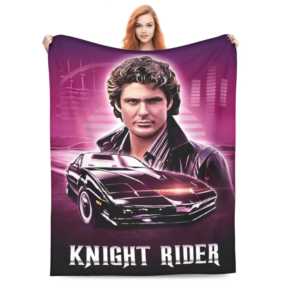 Фото Одеяло Knight Rider, шерстяное одеяло из экшн-сериала, украшение для дивана в спальне, ультра-мягкие теплые покрывала №1