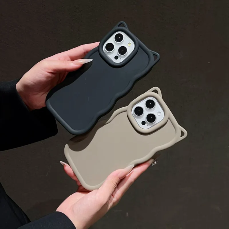 Фото 3D-чехол для телефона Infinix Hot 70 10 30 40 50 60 Pro Plus 12i 30i 40i 50i 60i с милыми кошачьими ушками, силиконовый, волнистый, конфетных цветов, мягкий №2