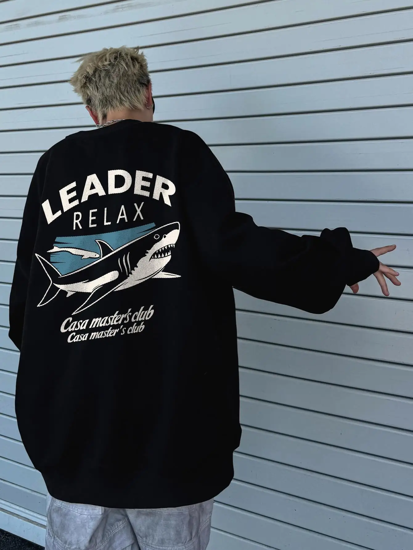 Свитшот мужской винтажный с принтом акулы модная одежда в стиле хип-хоп Пуловеры