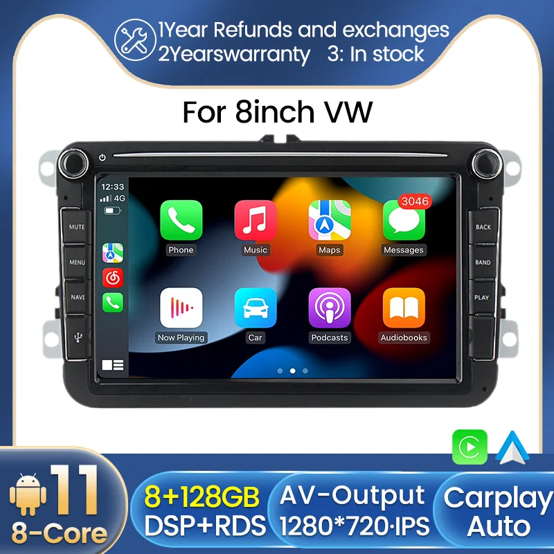 

Автомобильный радиоприемник 8 дюймов Android 11 RDS 2 Din для VW Volkswagen Polo Bora Golf 5 6 Passat CC B6 7 Jetta Tiguan GPS BT WIFI