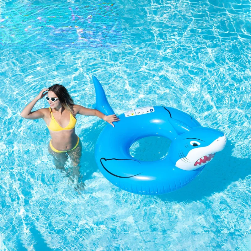 

Cartoon Shark Baby Floating Pool Swimming Ring Air Mattress Inflatable Swimming Circle Pool Float Row Tube Water Party Toys