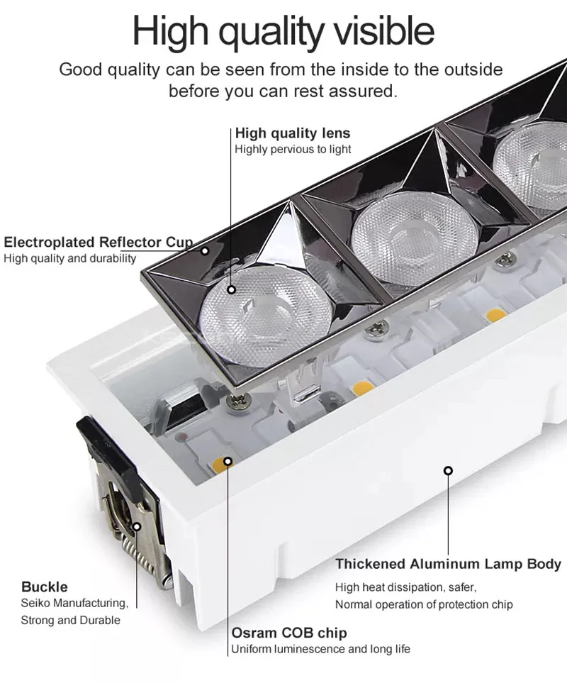 Алюминиевый точечный встраиваемый потолочный светильник COB с регулируемой