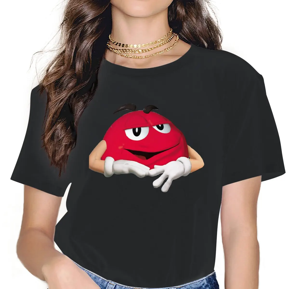 

Red Kawaii Girls Women T-Shirt M Chocolate Candy Cartoon Colorful 5XL Blusas Harajuku Casual Short Sleeve Vintage Oversized Tops