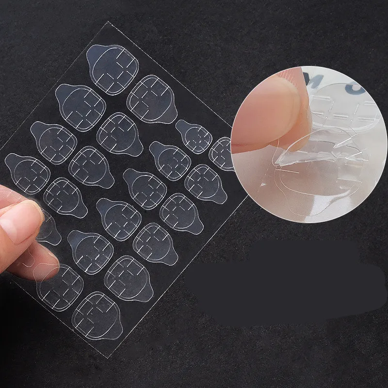 24 pz/foglio nastri adesivi trasparenti a doppio lato adesivo per colla strumenti per bastoncini di estensione per unghie finte