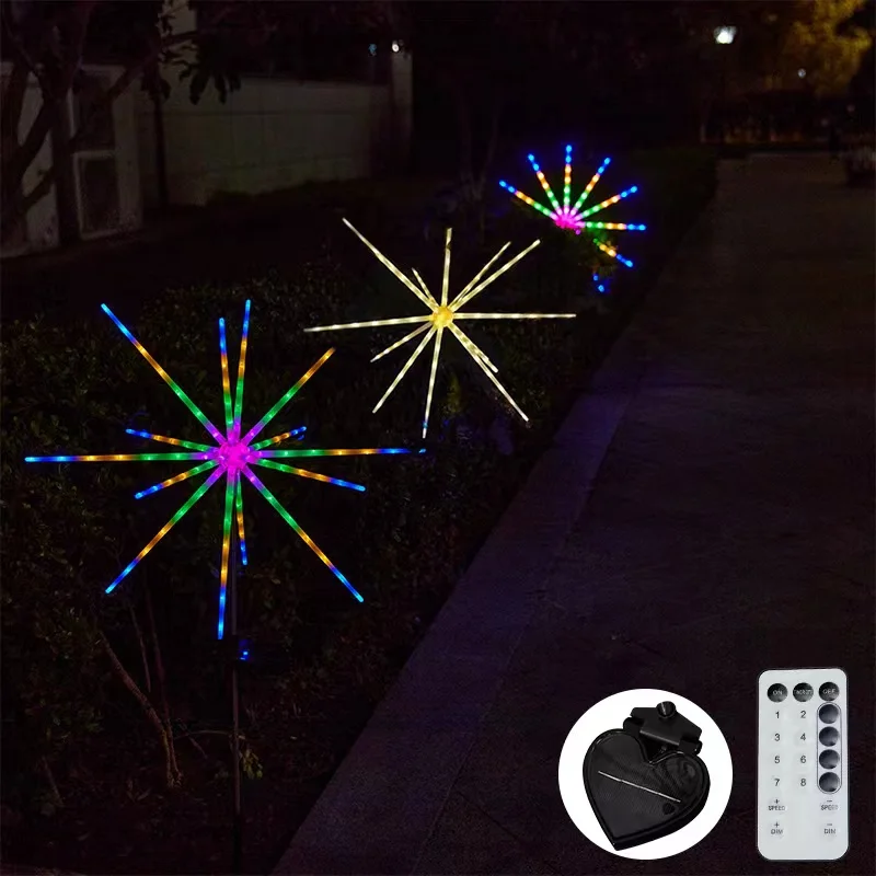 

Solar LED Light Outdoor Waterproof Fireworks Lights 8 Flashing Modes 56/112 leds Solar Lamp Balcony Garden Lawn Path Sunlight