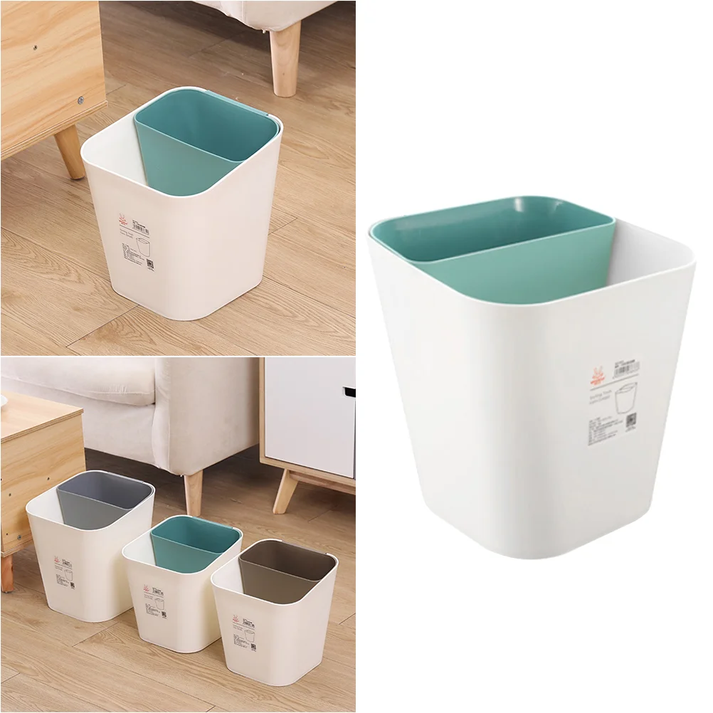 

Plastic Go Containers Home Trash Can Garbage Dual Purpose Wastebasket White Office