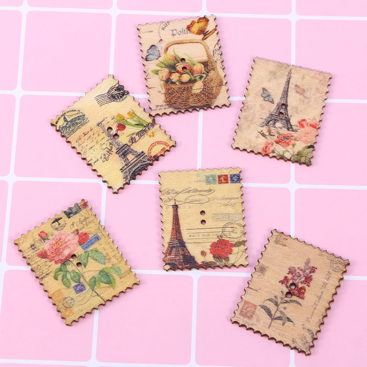 

Buttons Wooden Button Stampdecorative Pattern Shaped Cartoon Diy Clothes Vintage Handmade Kids Sewing Scrapbooking Holeknitting