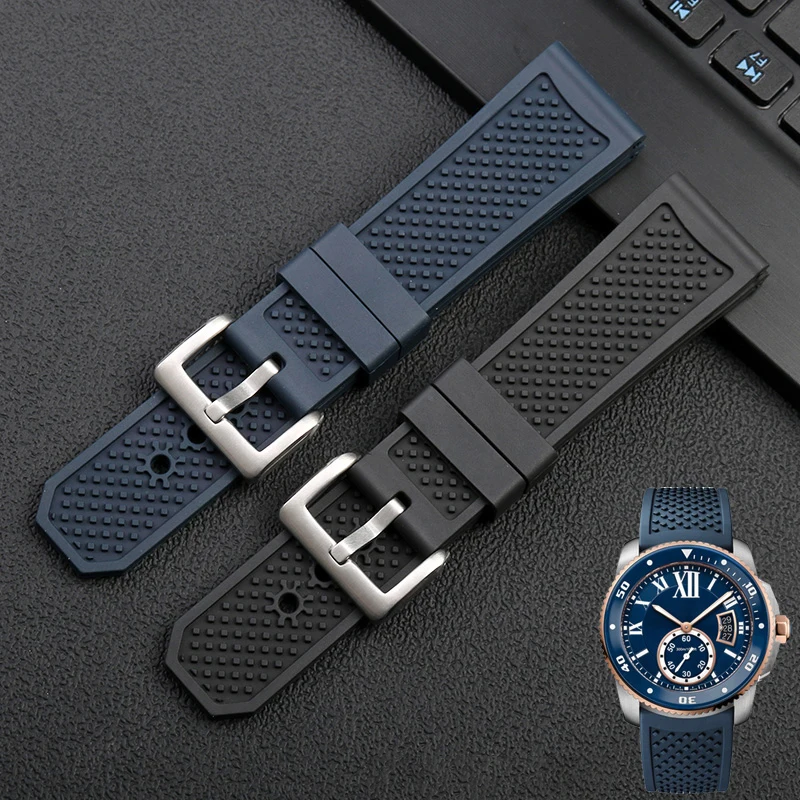 

High Quality Fluororubber Watch Strap For calibre Calibre Series W7100055 / WGCA0010 Watch Band Men's Wristband 23mm 24mm
