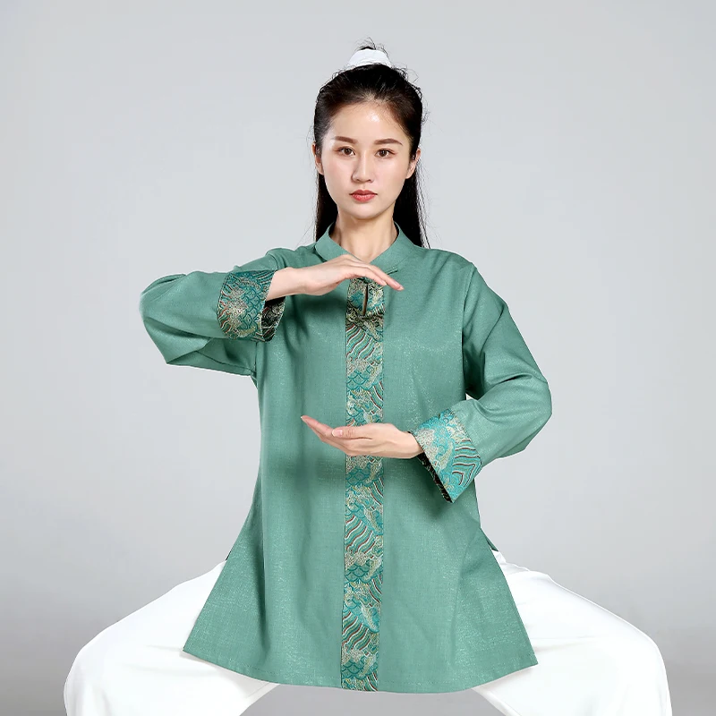 

Женская одежда Tai Chi, зеленая одежда для соревнований кунг-фу, 2022, бесплатная доставка