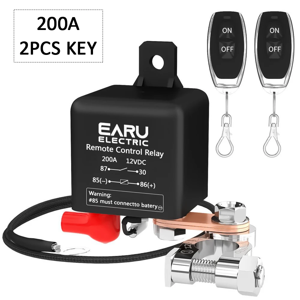 Дистанционный выключатель аккумулятора 12 В 200 А, автомобильный аварийный выключатель, противоугонный пульт дистанционного управления, реле, брелки, 2 клавиши для авто, грузовика, лодки