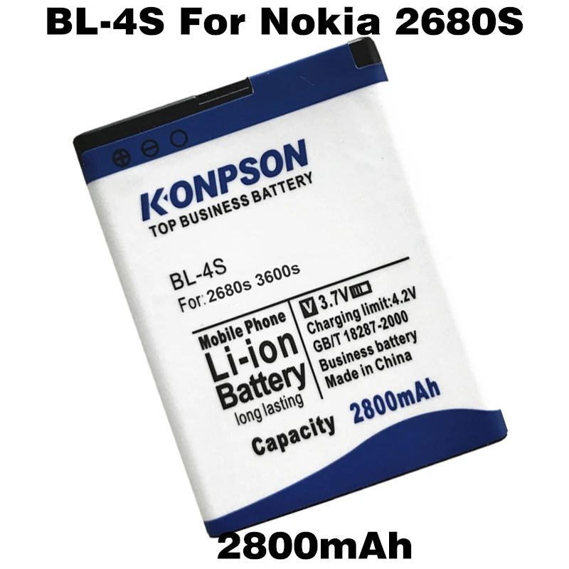 Аккумулятор для Nokia 2800 s 2680s 3600S 3602s 3710f 3711 6202c 6208c 7020 7100s 7610c 7610s BL4S
