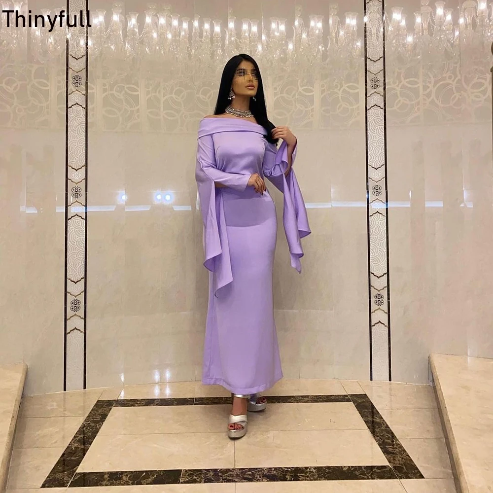 

Thinyfull вечерние платья-русалки из Саудовской Аравии с открытыми плечами и длинными рукавами, официальное платье, платье для выпускного вечера