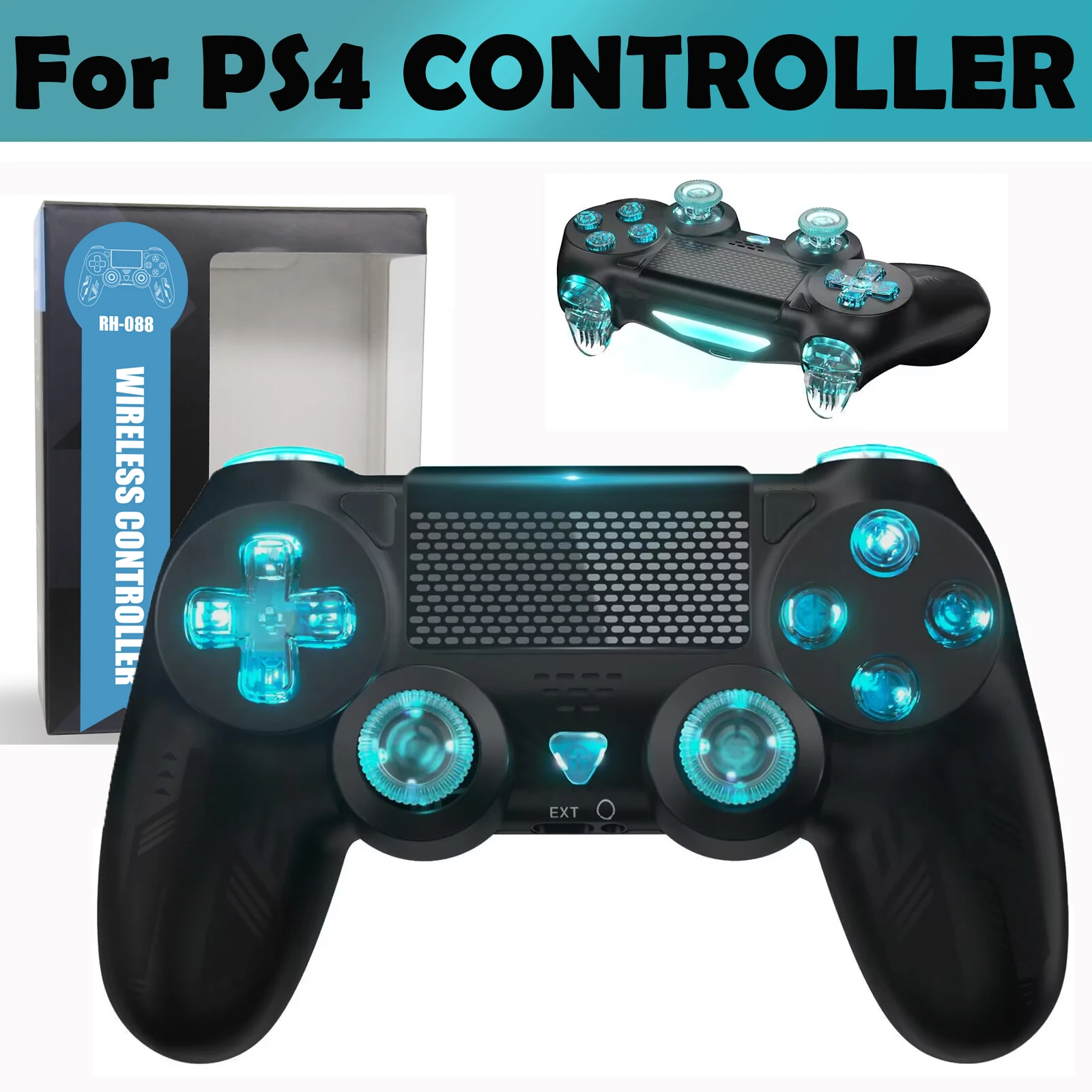 

Контроллер для PS4/Slim/Pro беспроводной Блестящий 6-осевой джойстик совместимый с телефоном/паром/ПК двойная вибрация/турбо-клавиши контроллер