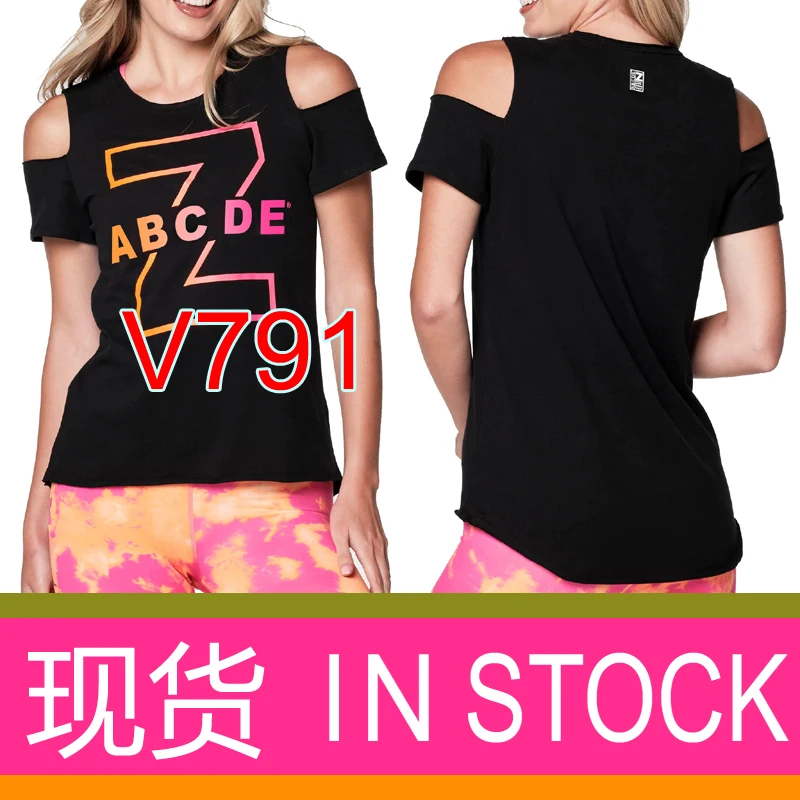 

ZWZB Premium Gym WearCasual Sports Dancing Cotton thin off-the-shoulder short sleeve T-shirt top V 791