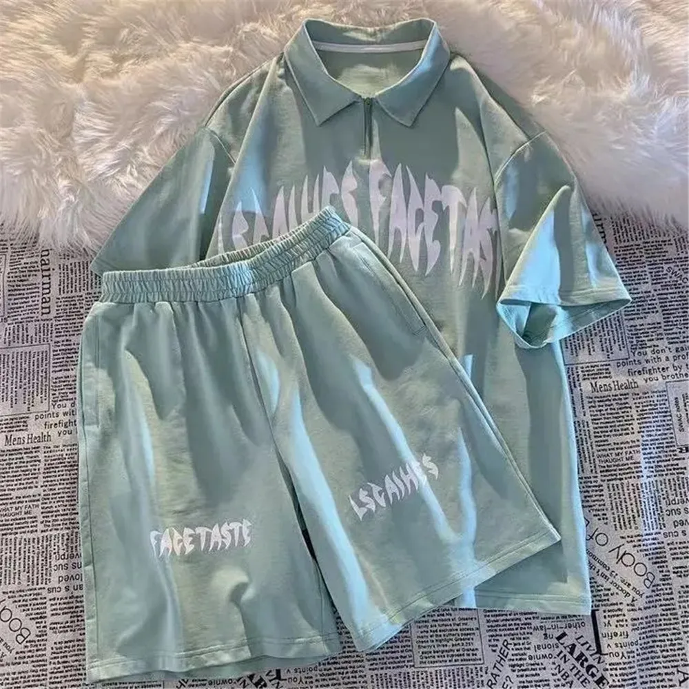 Женский спортивный костюм из двух предметов готический уличный стиль свободные