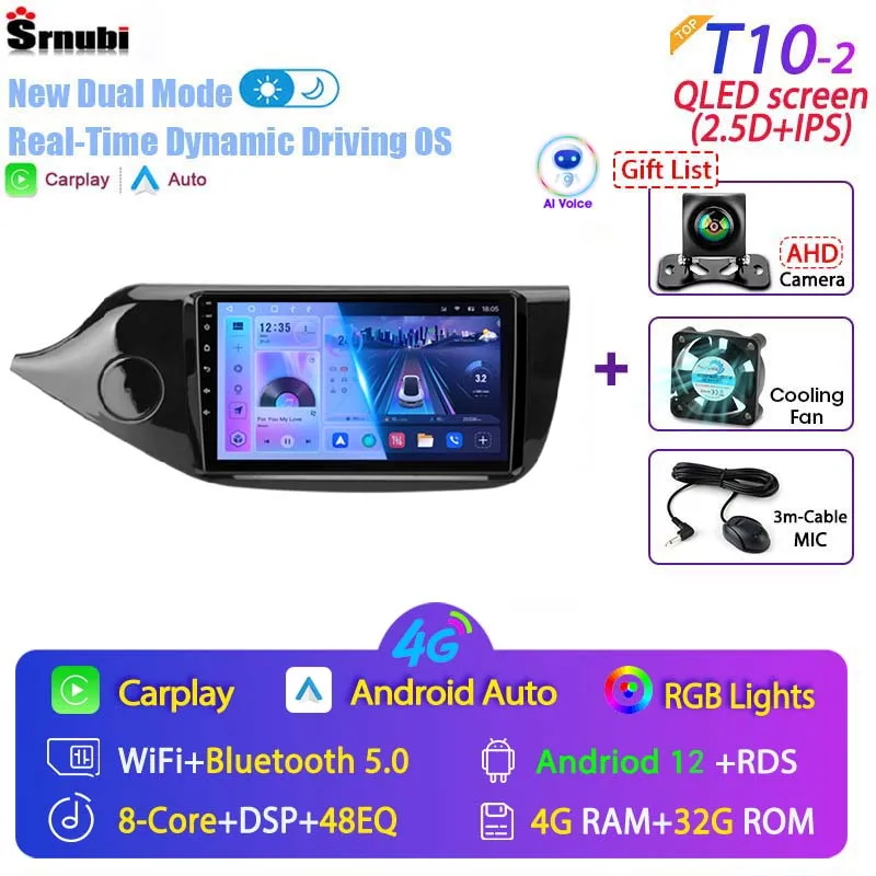 

Автомобильная Мультимедийная магнитола 2DIN, 4G, Android 12, видеоплеер для Kia Ceed, Cee 'd 2, JD 2012-2018, GPS-навигация для Carplay, аудиоголовное устройство 9 дюймов