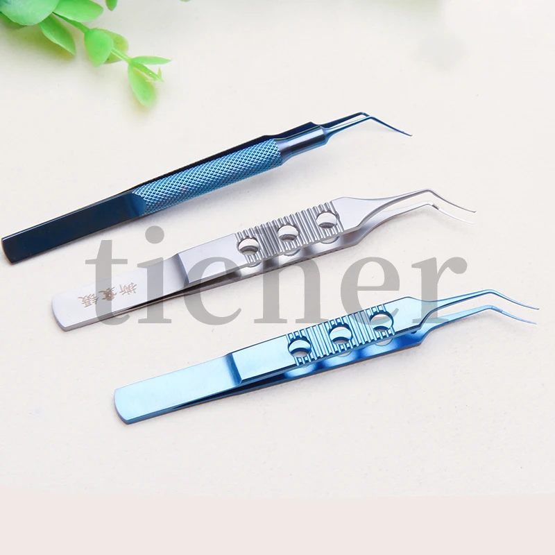 Ophthalmic Capsulorhexis Stainless 3-hole Dovetail Micro Forceps Titanium Tweezers Instruments