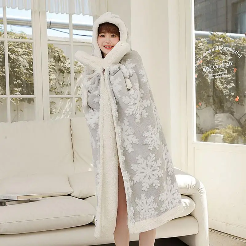 Рождественское носимое одеяло зимняя накидка для взрослых 59x43 дюйма теплая