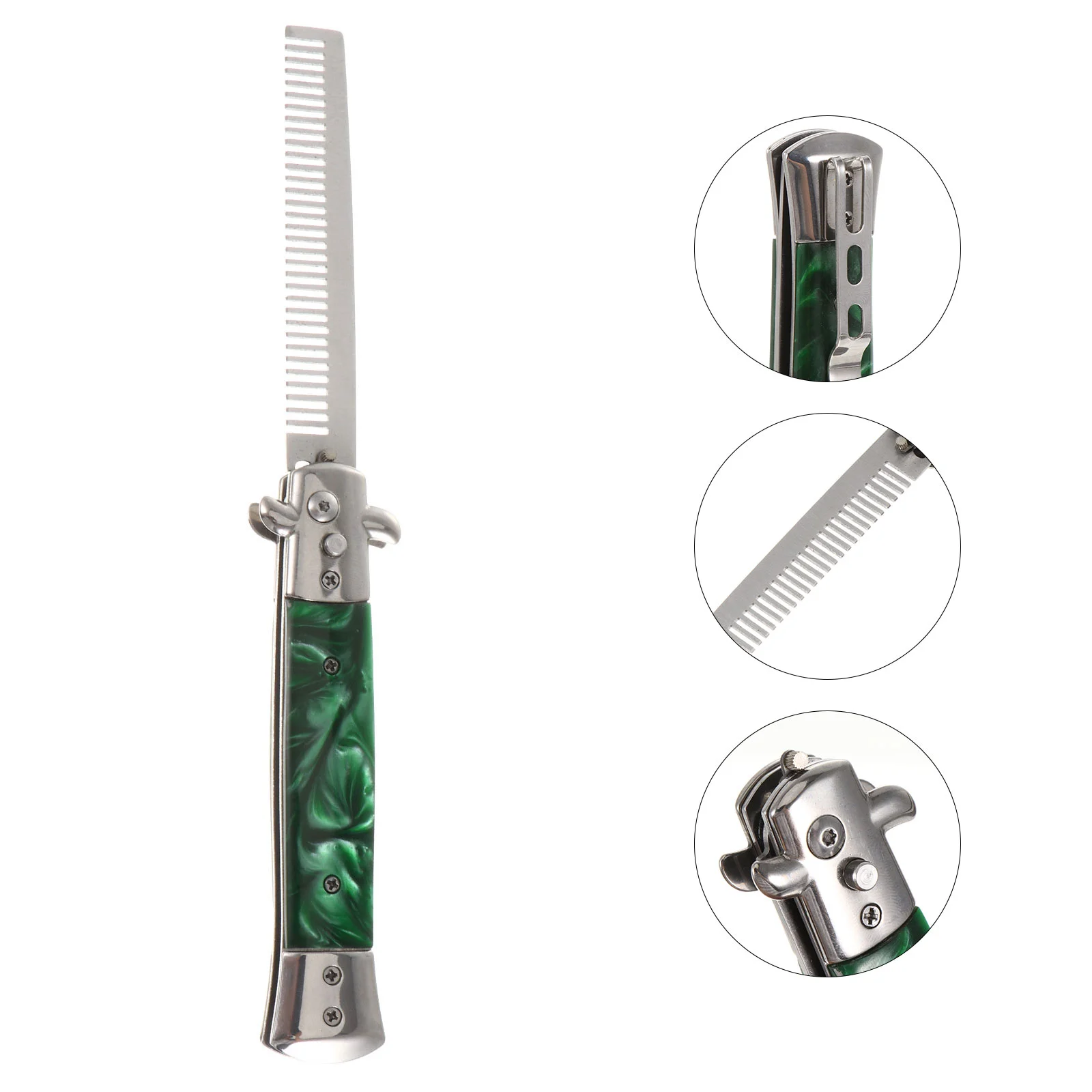 

Comb Hair Pocket Oil Beard Mustache Brush Styling Spring Men Button Push Foldable Stainless Metal Automatic Jump Withaccessories