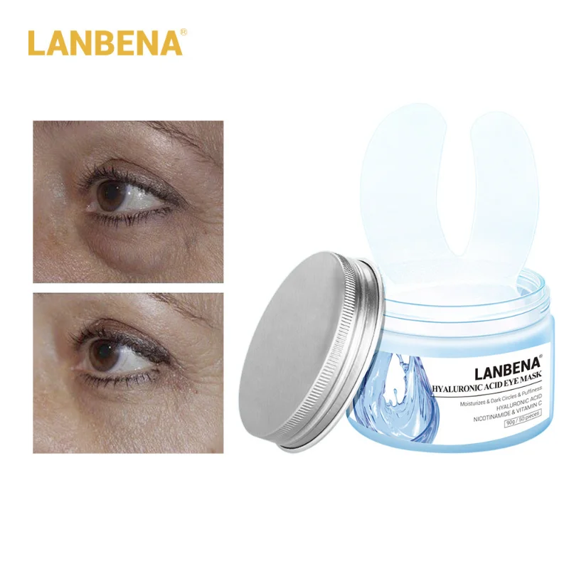 

50 tablets/box LANBENA eye collagen patch, retinol eye mask, hyaluronic acid eye mask, dark circles facial mask skin care